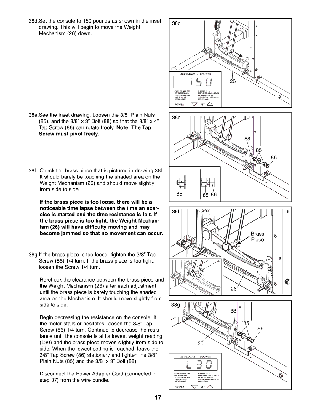 Weider WESY92190 manual Screw must pivot freely 