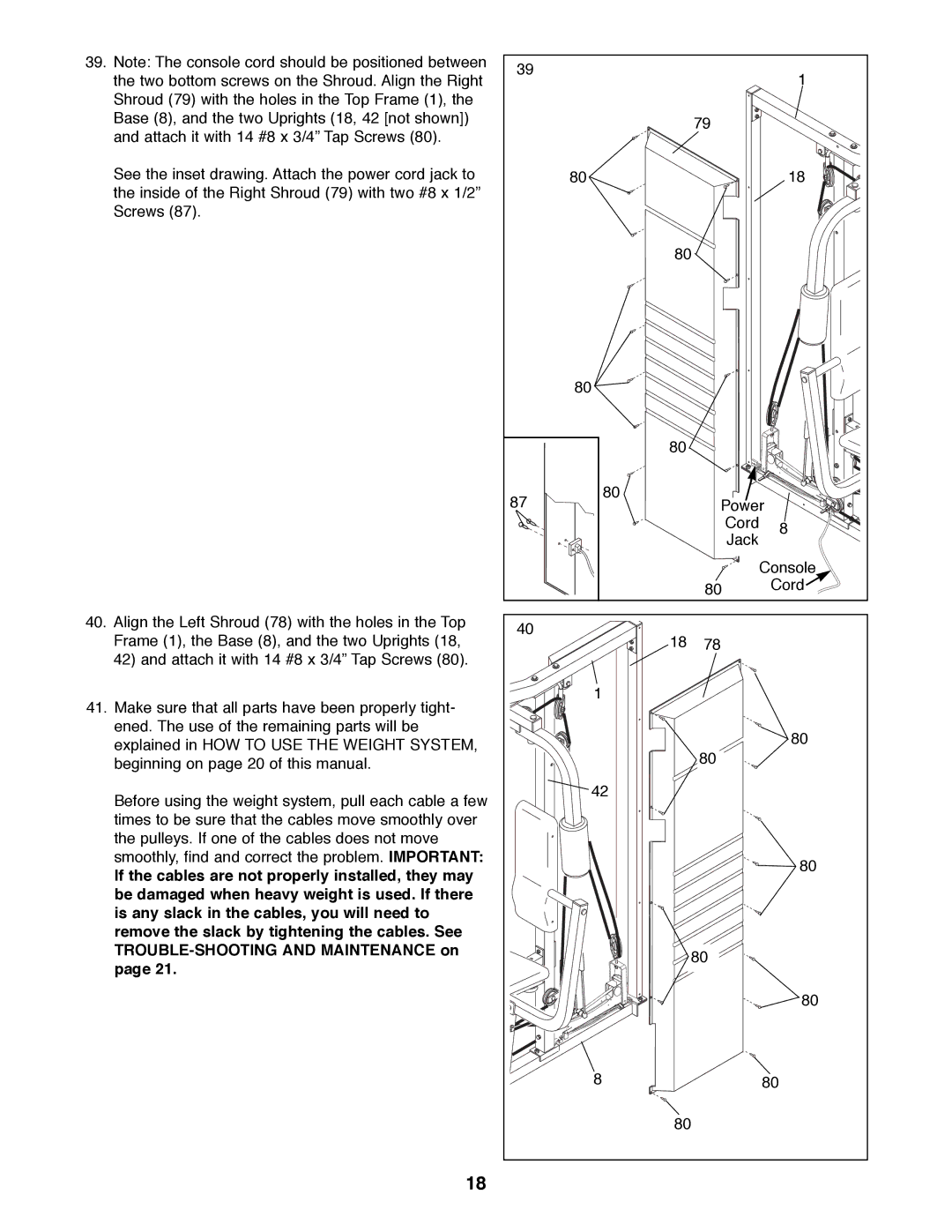 Weider WESY92190 manual Power 