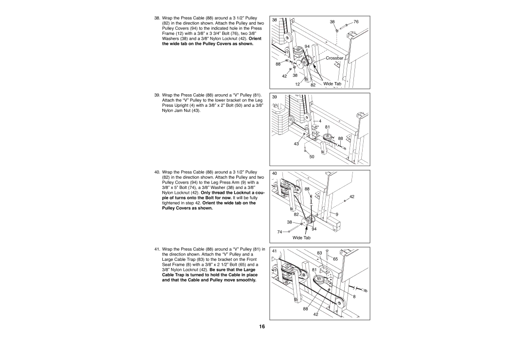 Weider WESY93190 manual Pulley Covers as shown 