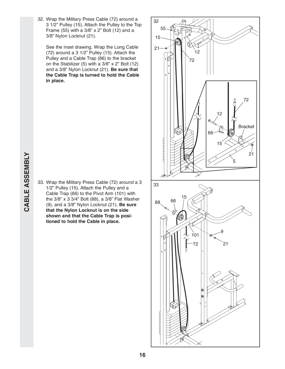 Weider WESY96352 user manual Cable Assembly 