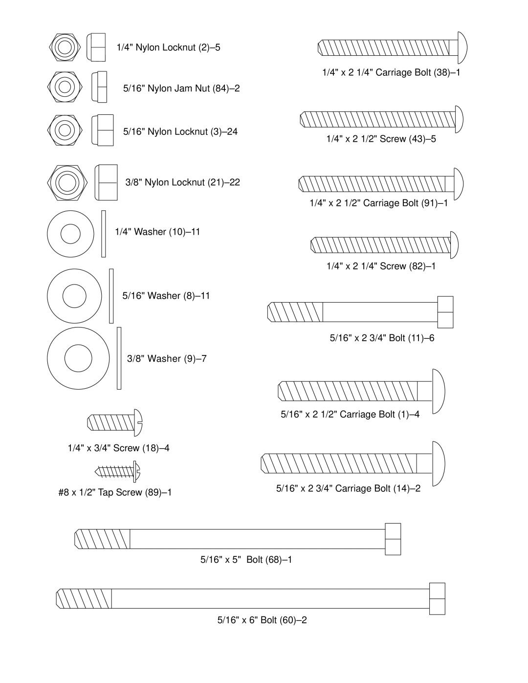 Weider WESY97300 user manual 16 x 2 3/4 Carriage Bolt 