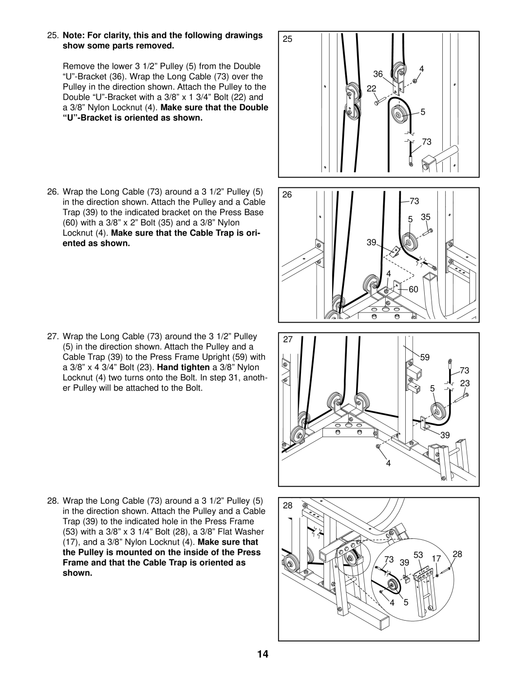 Weider WESY99300 user manual Er Pulley will be attached to the Bolt 