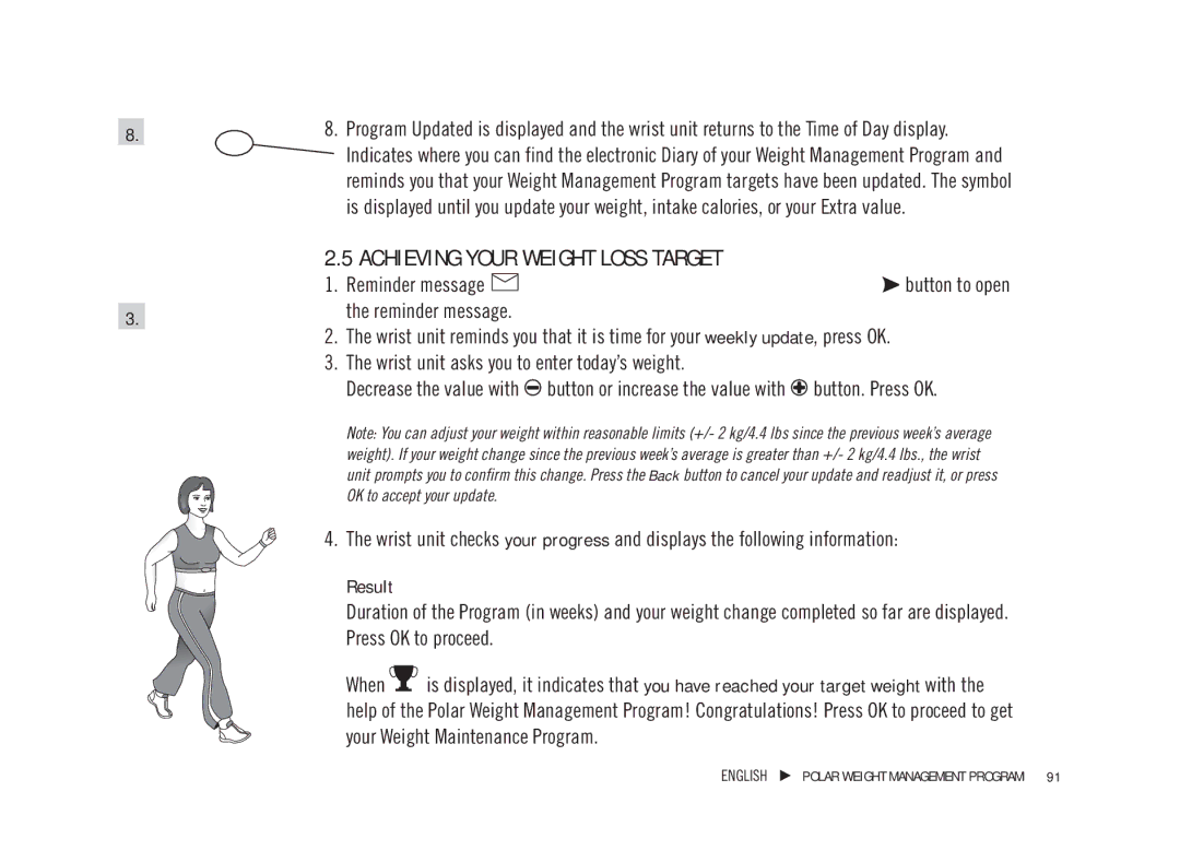 Weider WM21, WM42, WM41, WM22 user manual Achieving Your Weight Loss Target 