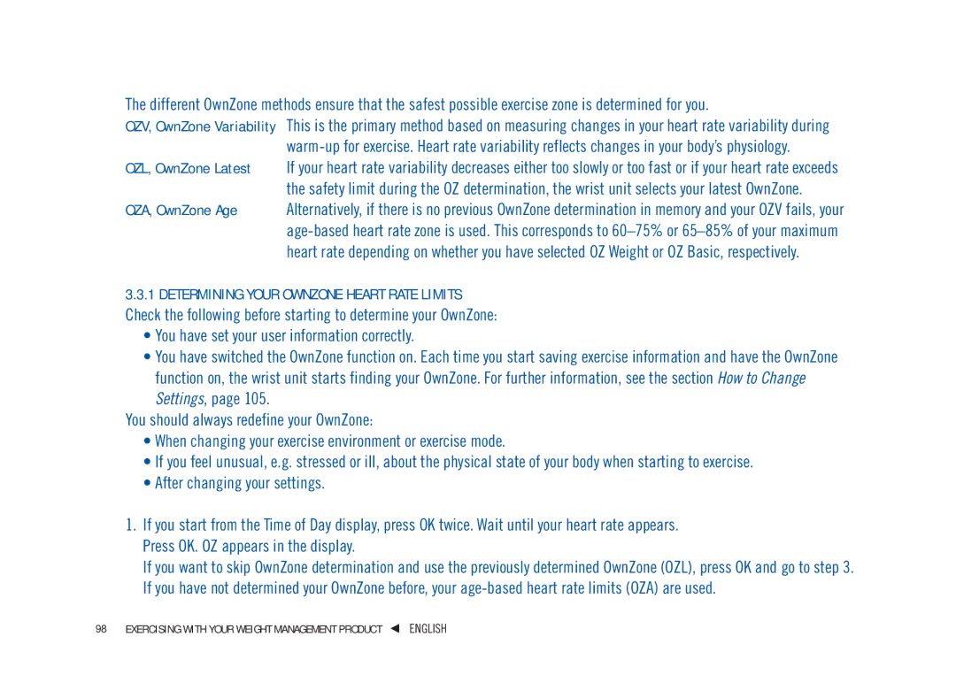 Weider WM41, WM42, WM21, WM22 user manual Exercising with Your Weight Management Product 