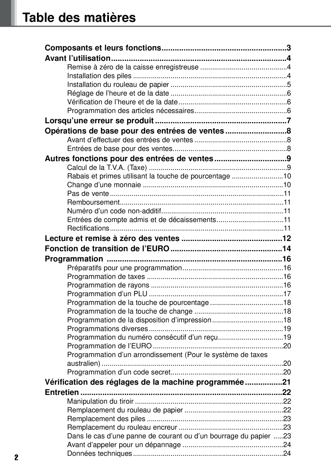 Weider XE-A101 instruction manual Table des matières, Composants et leurs fonctions Avant l’utilisation 