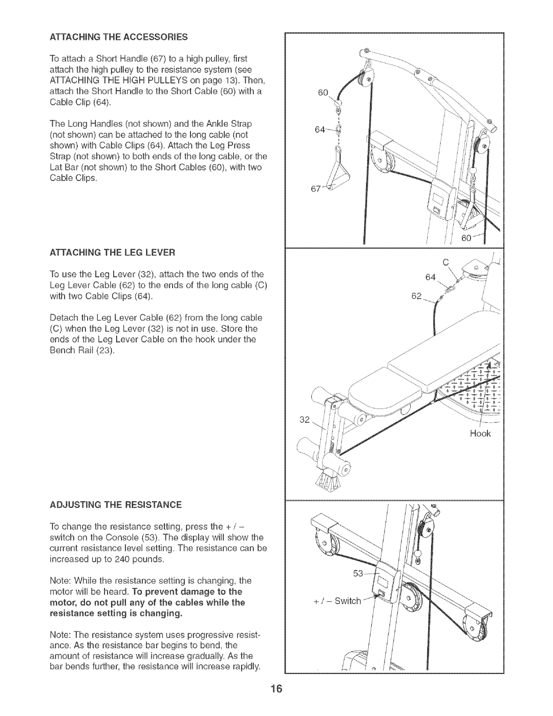 Weider XP600 user manual Attachingtheleglever 