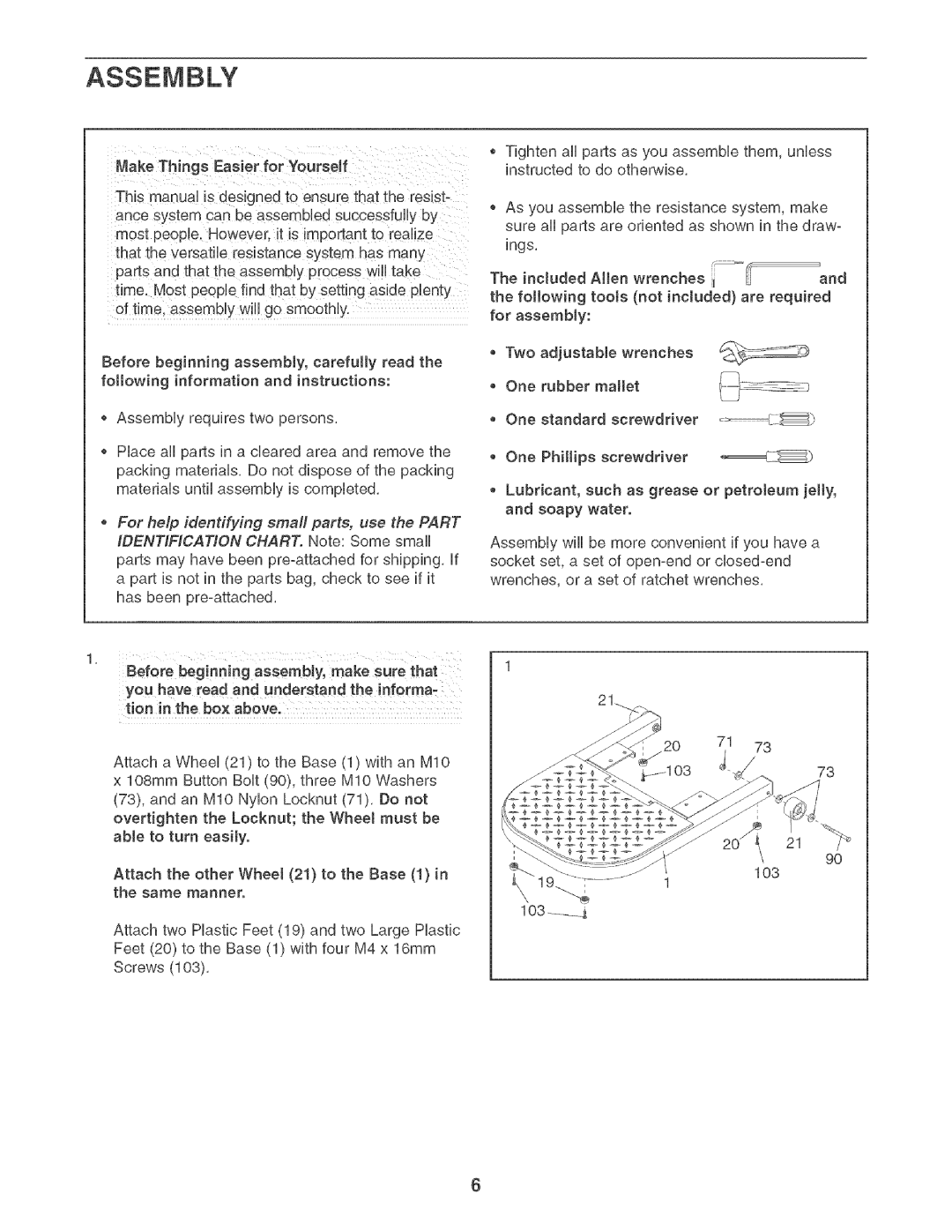 Weider XP600 user manual 103 103 -j 