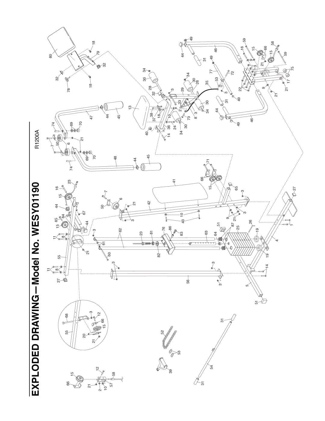 Weider XR20 user manual Exploded DRAWINGÑModel No. WESY01190 