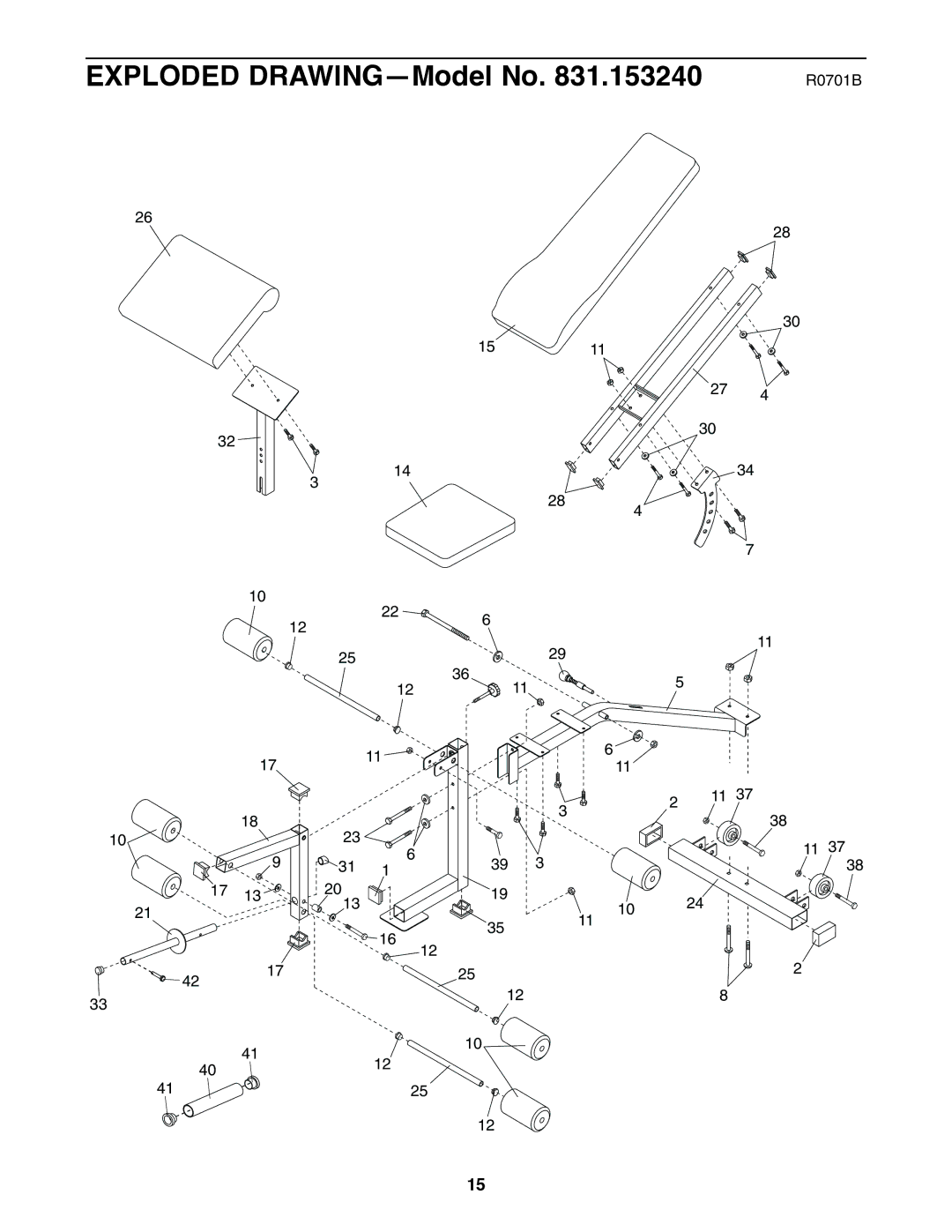 Weider XT20 user manual Exploded DRAWING-Model No, R0701B 