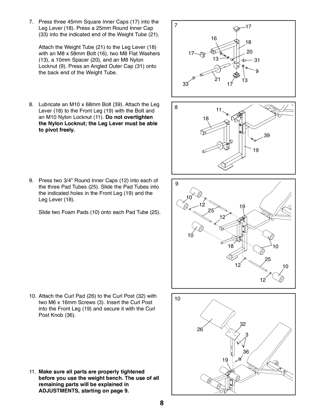 Weider XT20 user manual 