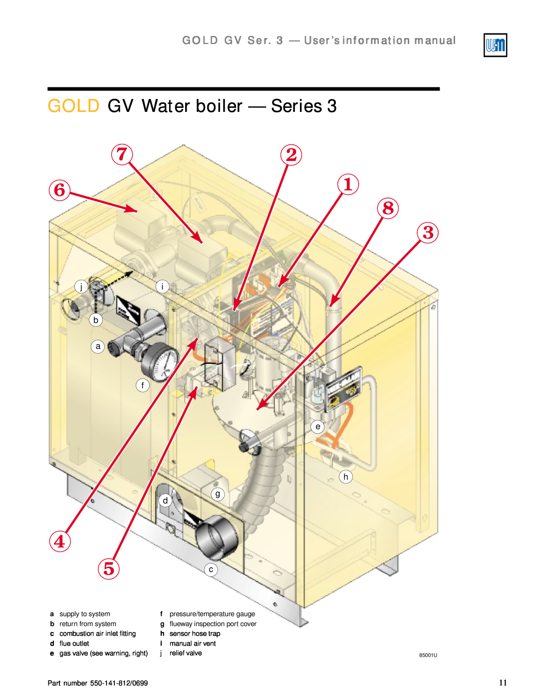 Weil-McLain 3 Series GOLD GV Water boiler — Series, GOLD GV Ser. 3 — User’s information manual, ji b a f e h g d c 