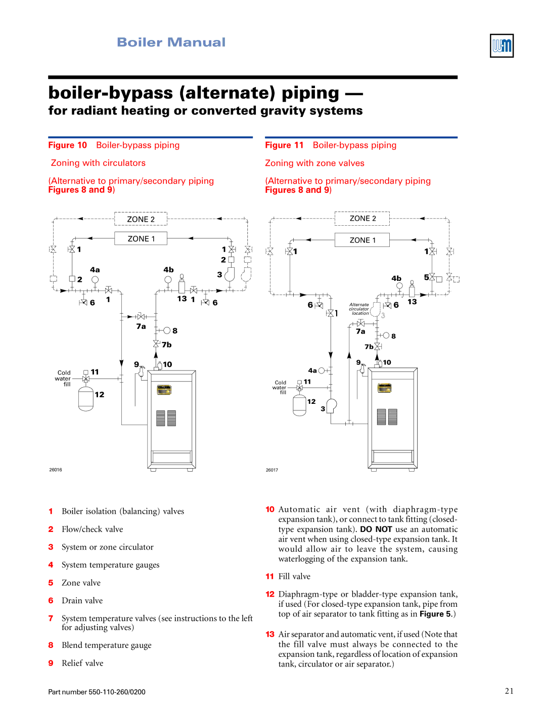 Weil-McLain 550-110-260/02002 manual Boiler-bypass alternate piping 