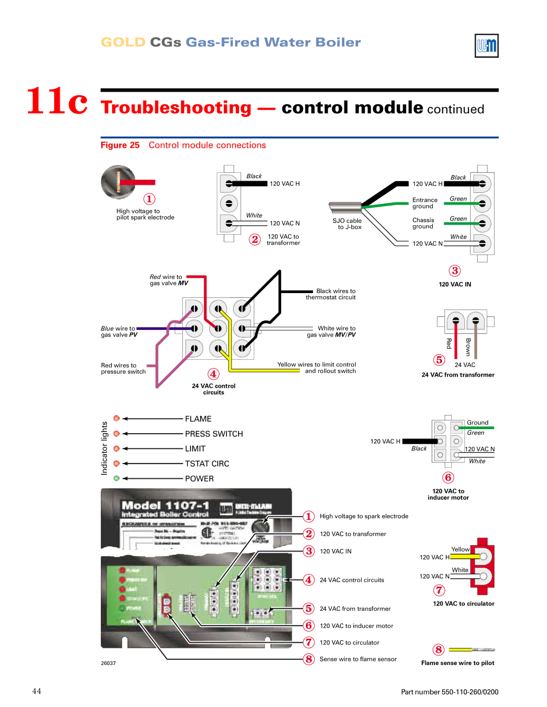 Weil-McLain 550-110-260/02002 manual Control module connections 