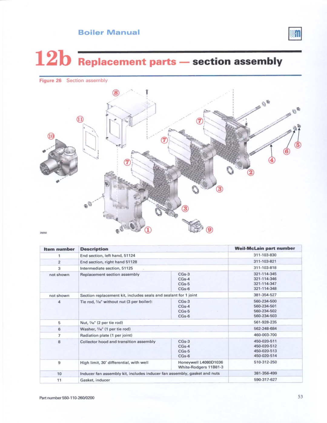 Weil-McLain 550-110-260/02002 manual 