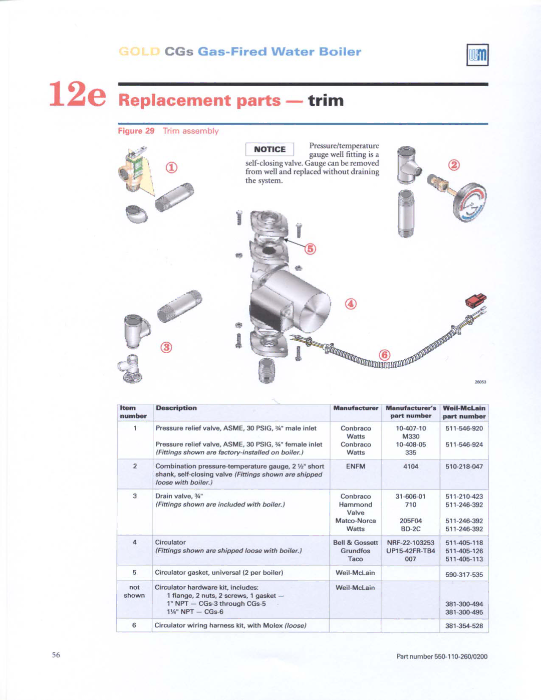 Weil-McLain 550-110-260/02002 manual 