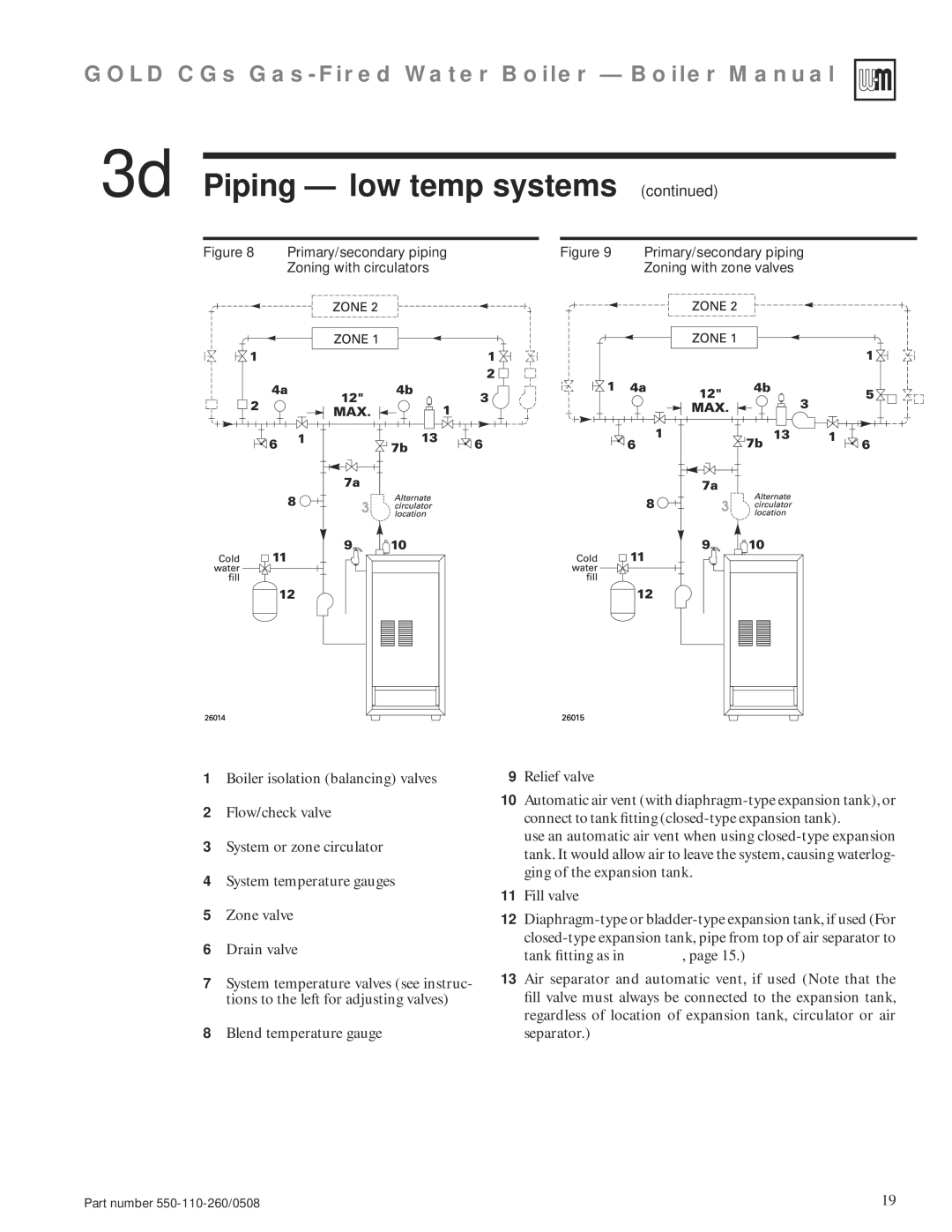 Weil-McLain 550-110-260/0508 manual 3d Piping low temp systems 