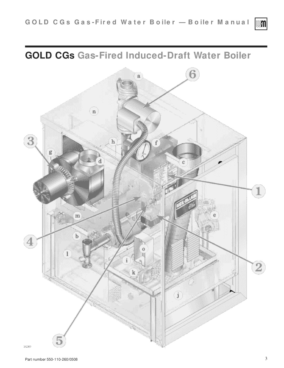 Weil-McLain 550-110-260/0508 manual Gold CGs Gas-Fired Induced-Draft Water Boiler 