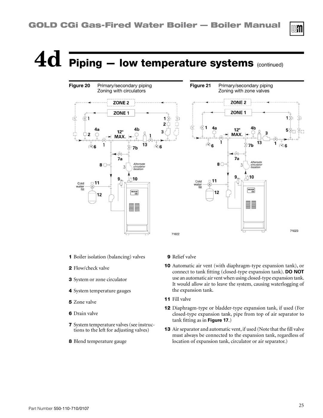 Weil-McLain 550-110-710/0107 manual Primary/secondary piping 