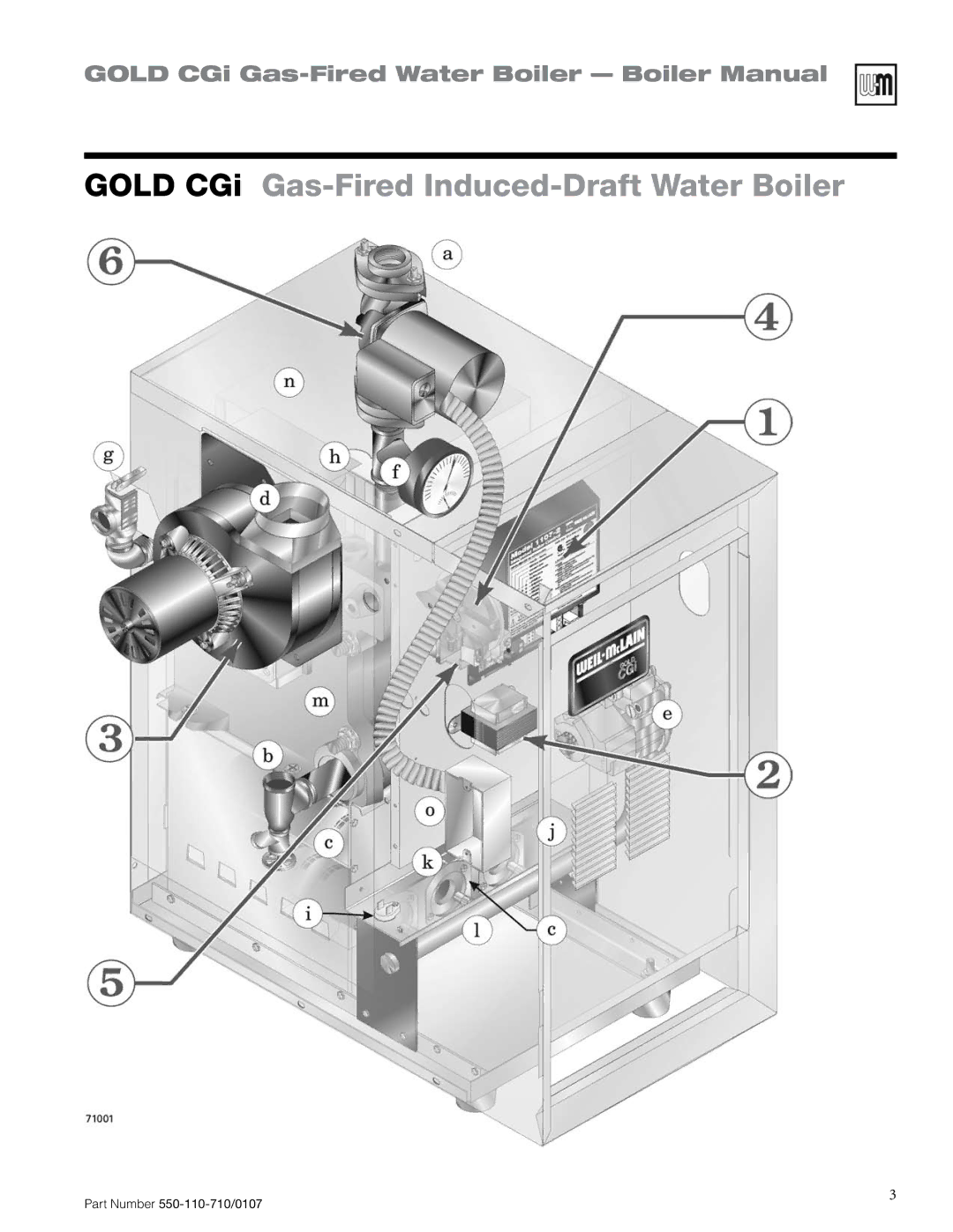 Weil-McLain 550-110-710/0107 manual Gold CGi Gas-Fired Induced-Draft Water Boiler 