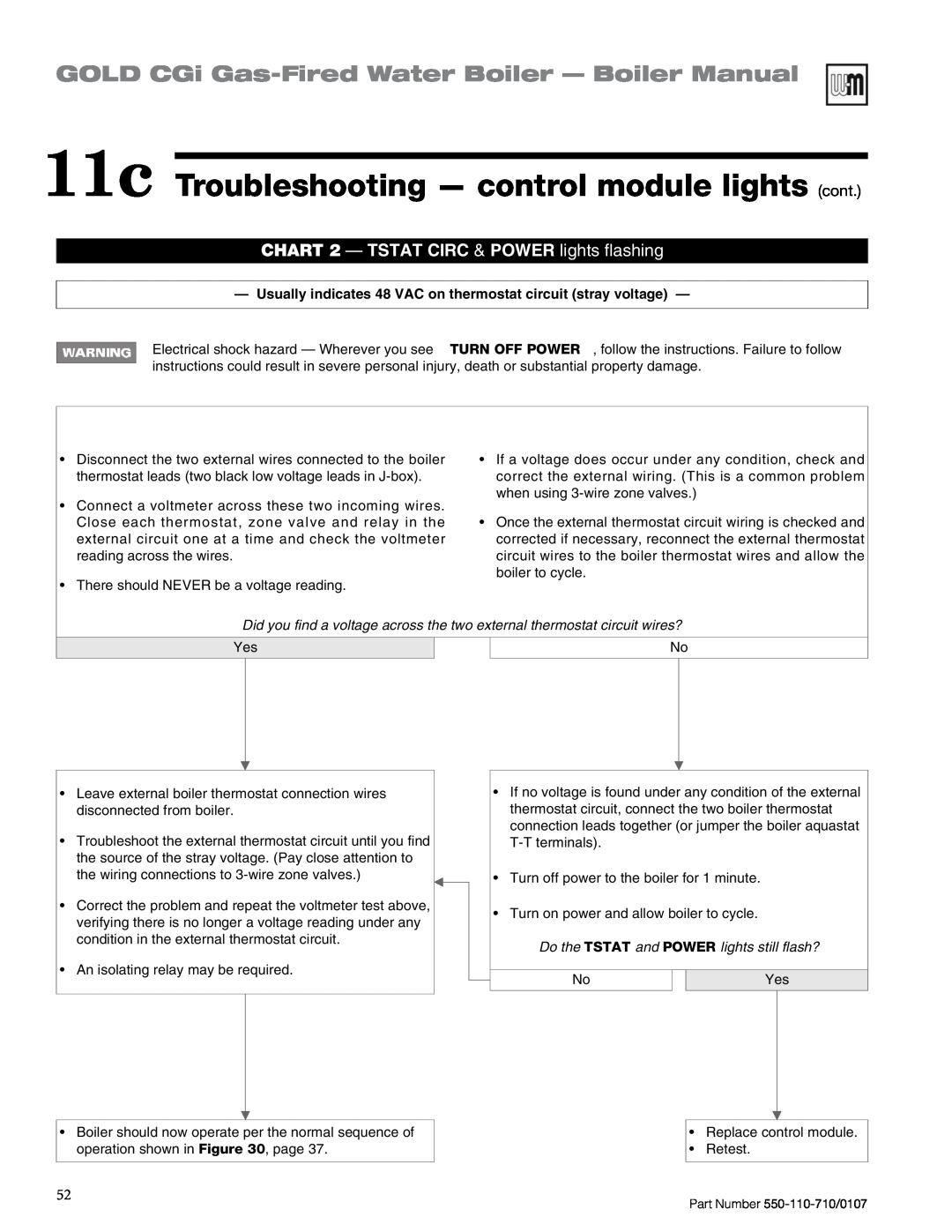Weil-McLain 550-110-710/0107 11c Troubleshooting — control module lights cont, Do the TSTAT and POWER lights still flash? 