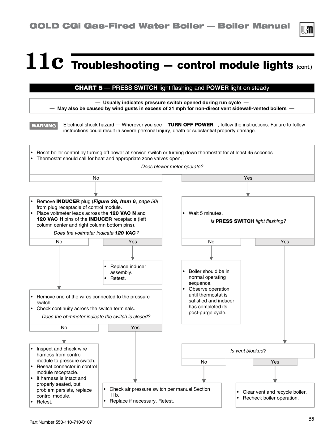 Weil-McLain 550-110-710/0107 manual 11c Troubleshooting - control module lights cont, Does blower motor operate? 