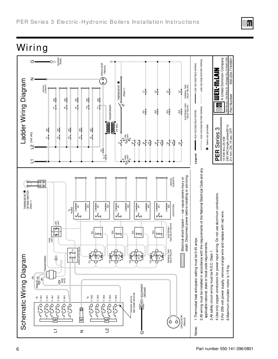 Weil-McLain 550-141-396/0801 installation instructions LadderWiringDiagram 