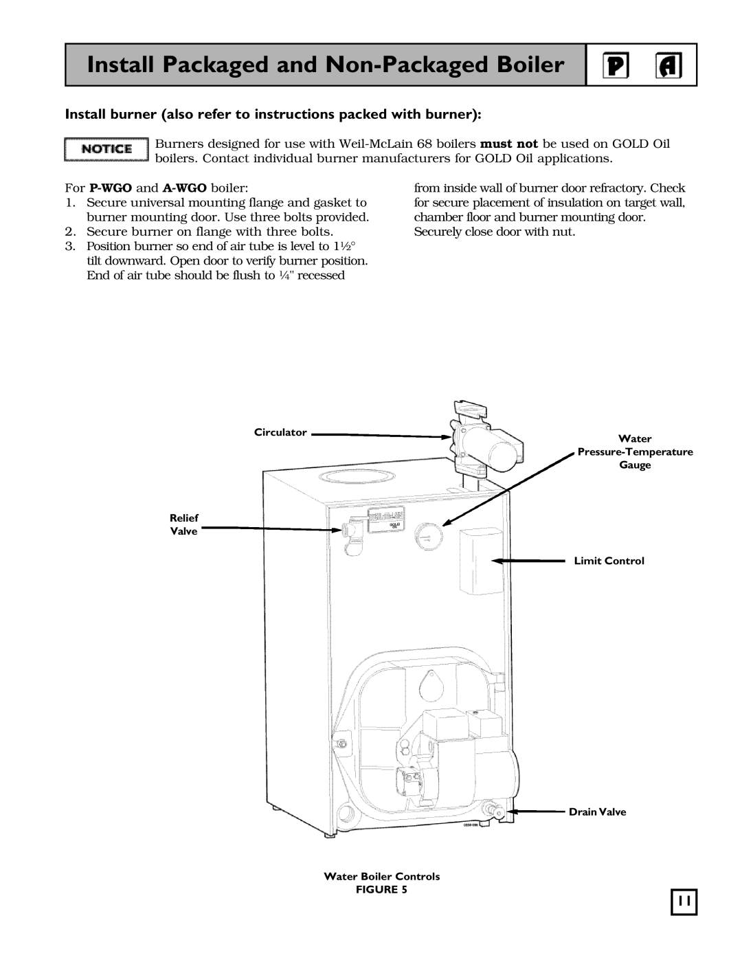 Weil-McLain 550-141-826/1201 manual Install burner also refer to instructions packed with burner 