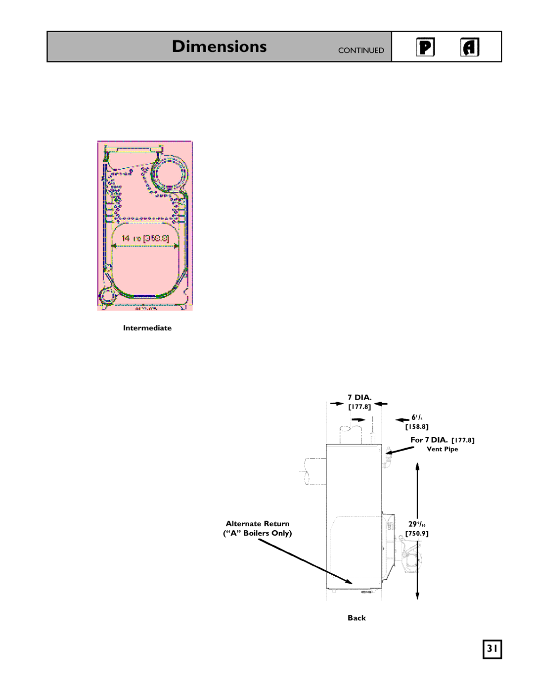 Weil-McLain 550-141-826/1201 manual Intermediate DIA 