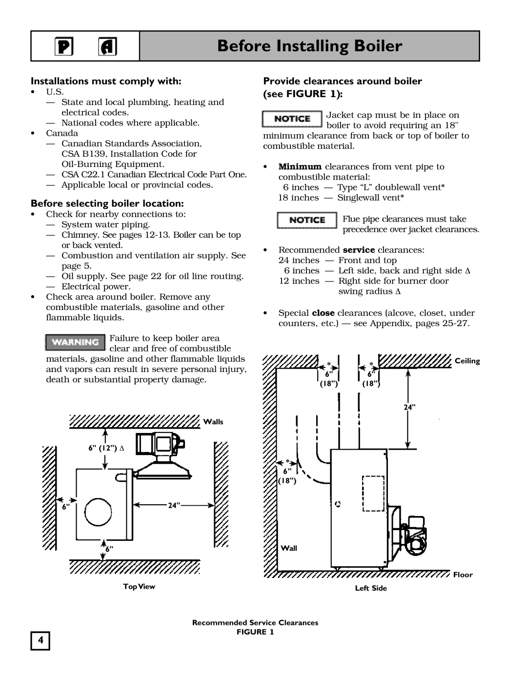 Weil-McLain 550-141-826/1201 Before Installing Boiler, Installations must comply with, Before selecting boiler location 
