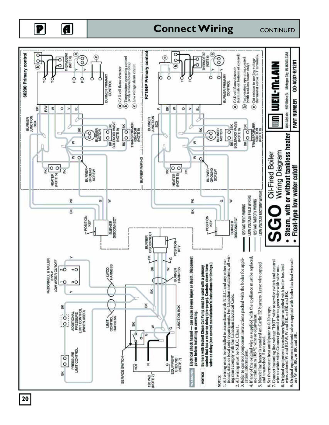 Weil-McLain 550-141-829/1201 manual Connect Wiring 