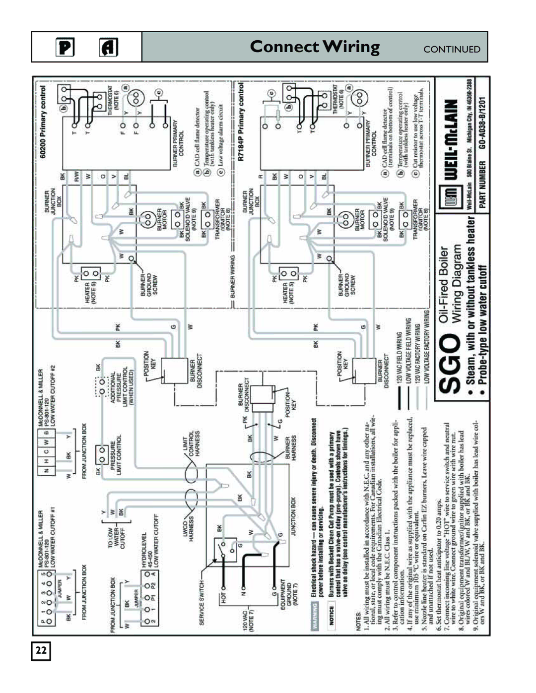 Weil-McLain 550-141-829/1201 manual Connect Wiring 