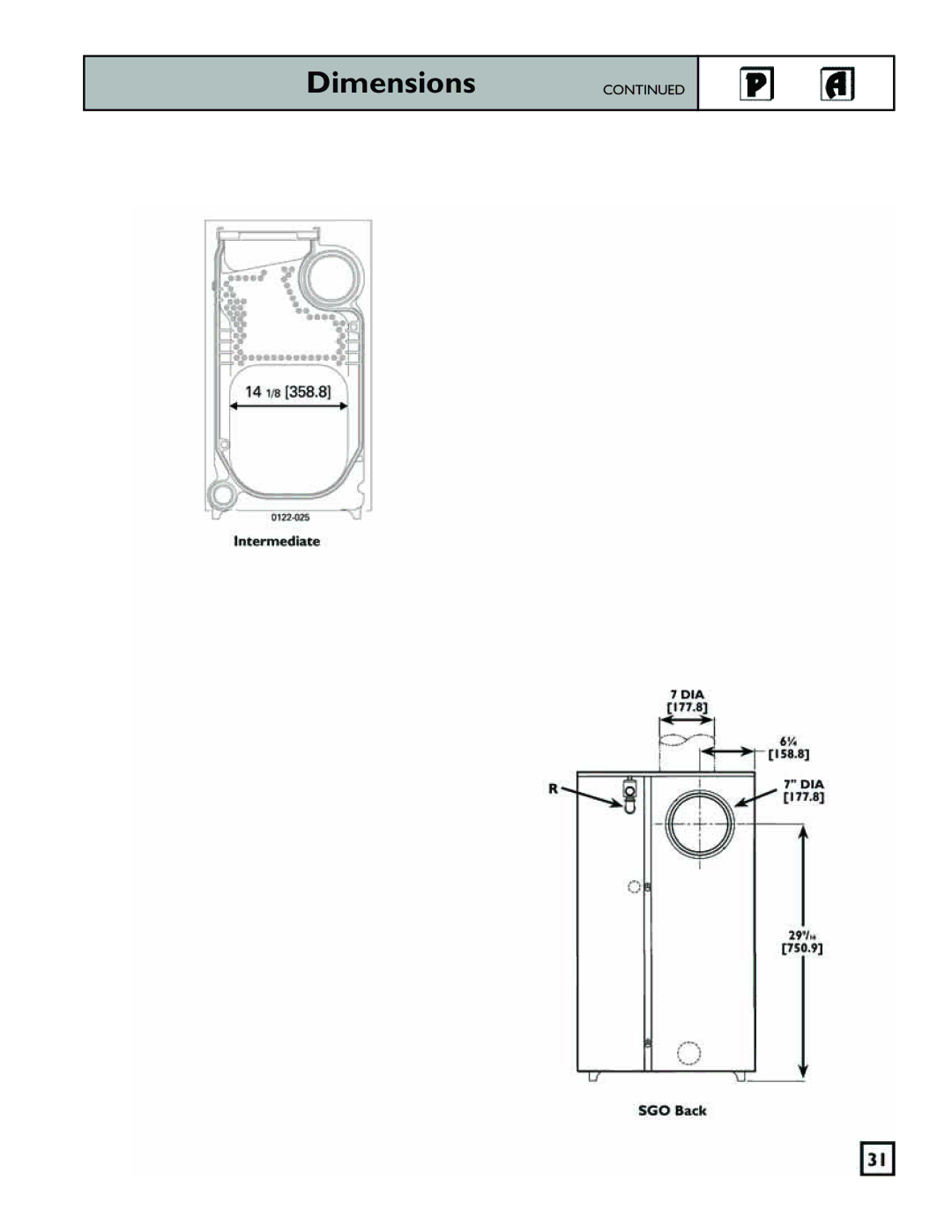 Weil-McLain 550-141-829/1201 manual Dimensions 