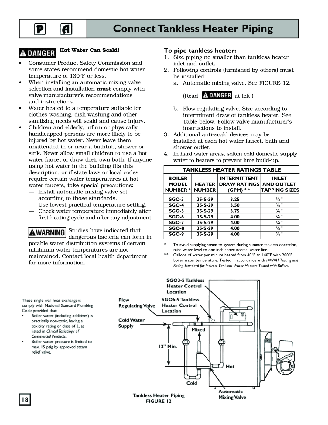 Weil-McLain 550-141-829/1201 manual Connect Tankless Heater Piping, To pipe tankless heater, Hot Water Can Scald 