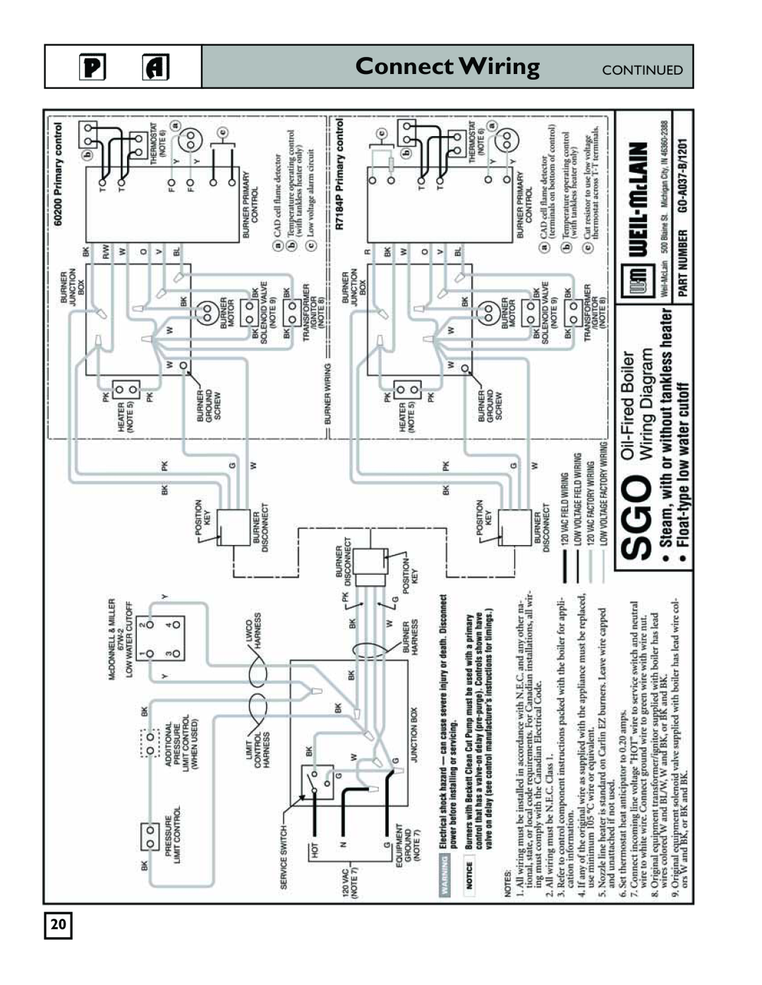 Weil-McLain 550-141-829/1201 manual Connect Wiring, Continued 