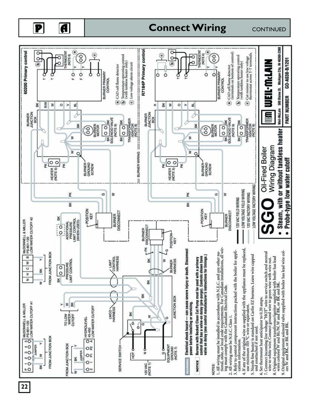 Weil-McLain 550-141-829/1201 manual Connect Wiring, Continued 