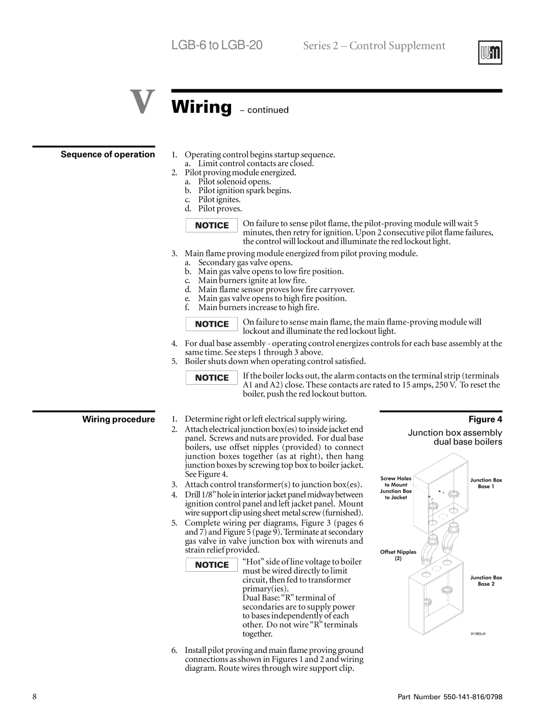 Weil-McLain 6-20 Series operating instructions Junction box assembly dual base boilers 