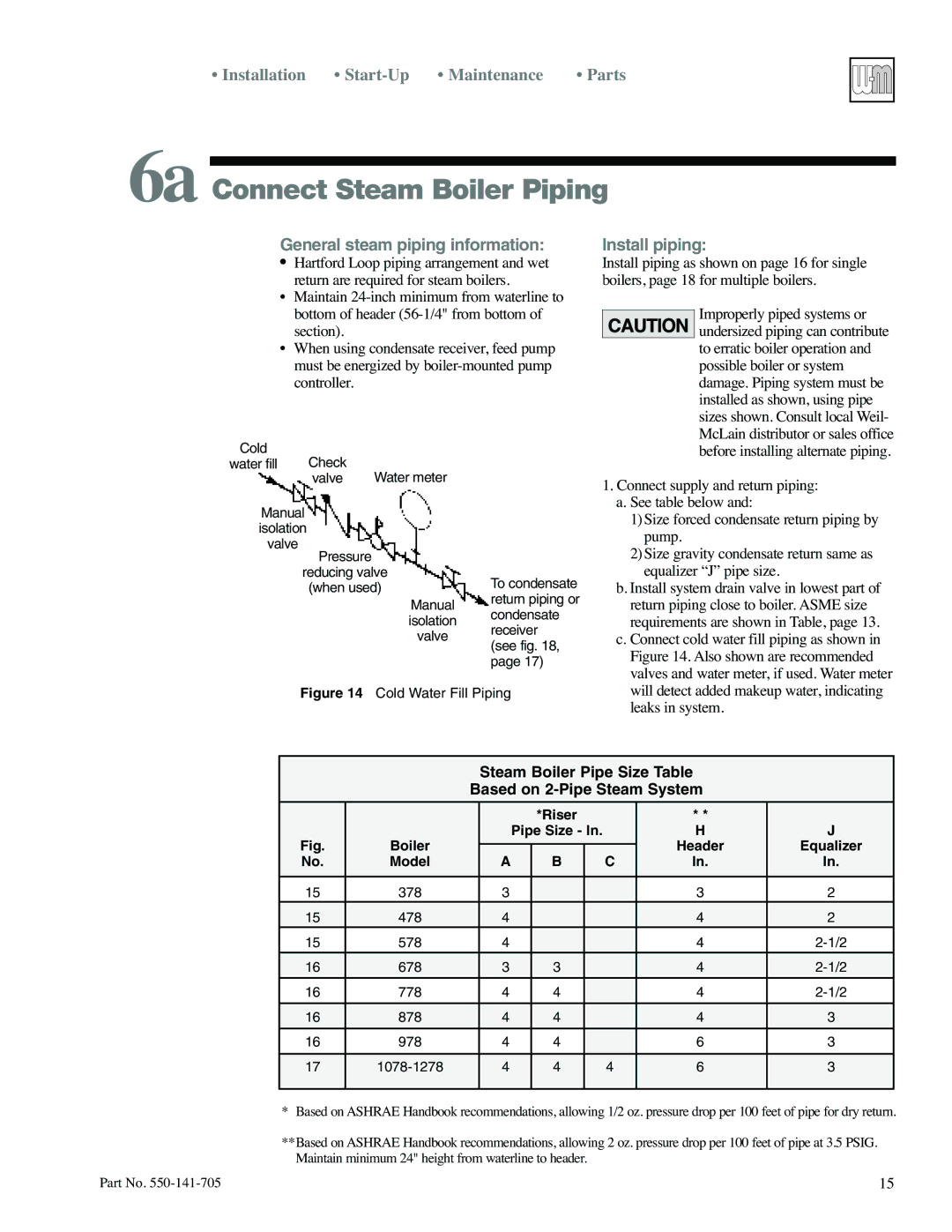 Weil-McLain 78 manual 6a Connect Steam Boiler Piping, General steam piping information 