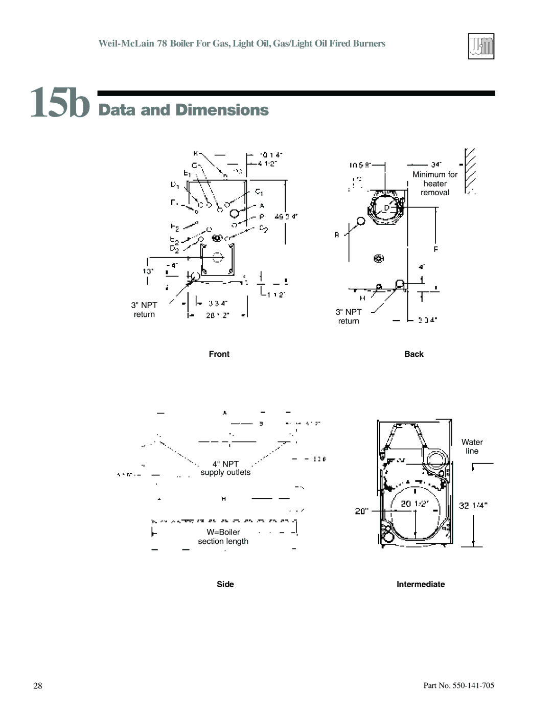 Weil-McLain 78 manual 15b Data and Dimensions 