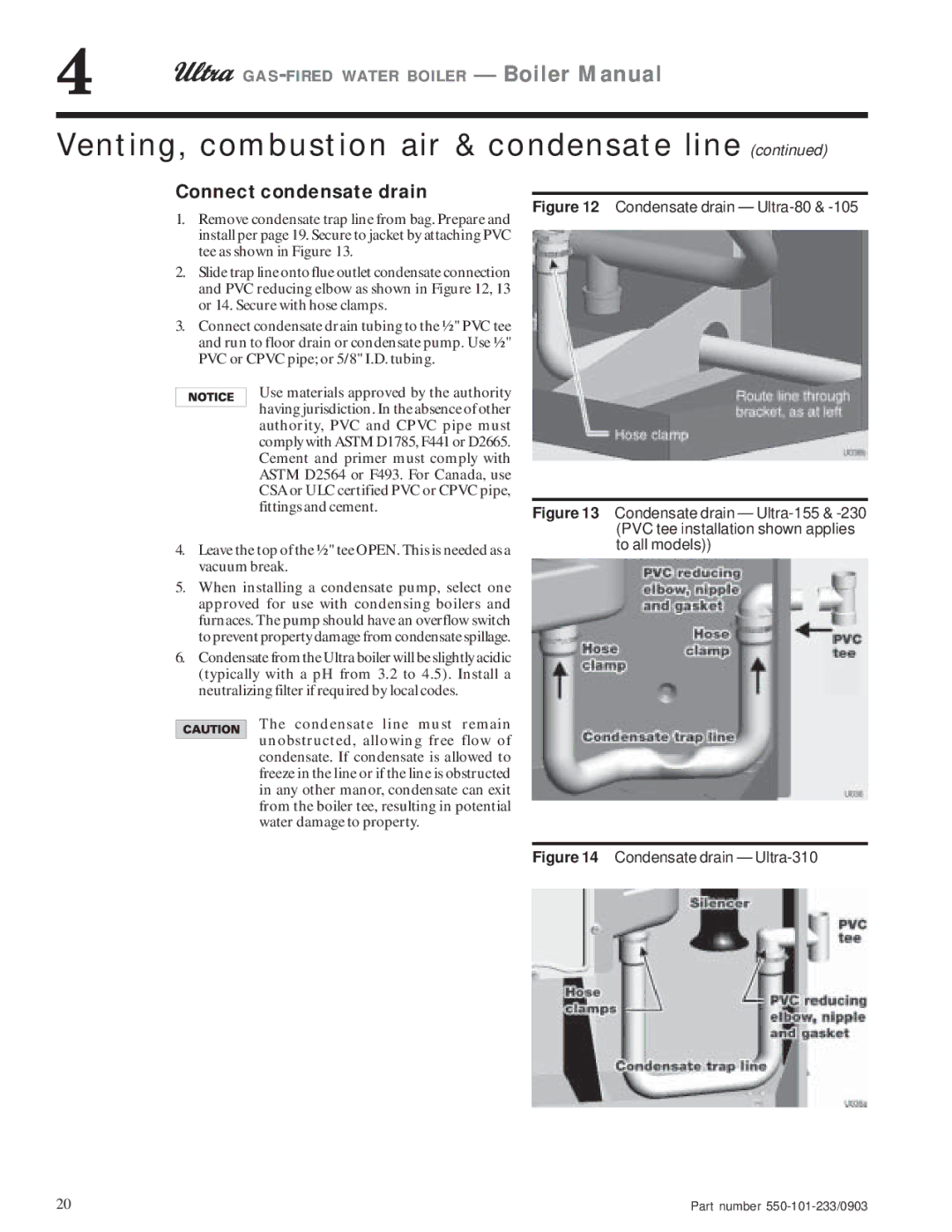 Weil-McLain 230, 310, 105, 155 manual Connect condensate drain, Condensate drain Ultra-80 