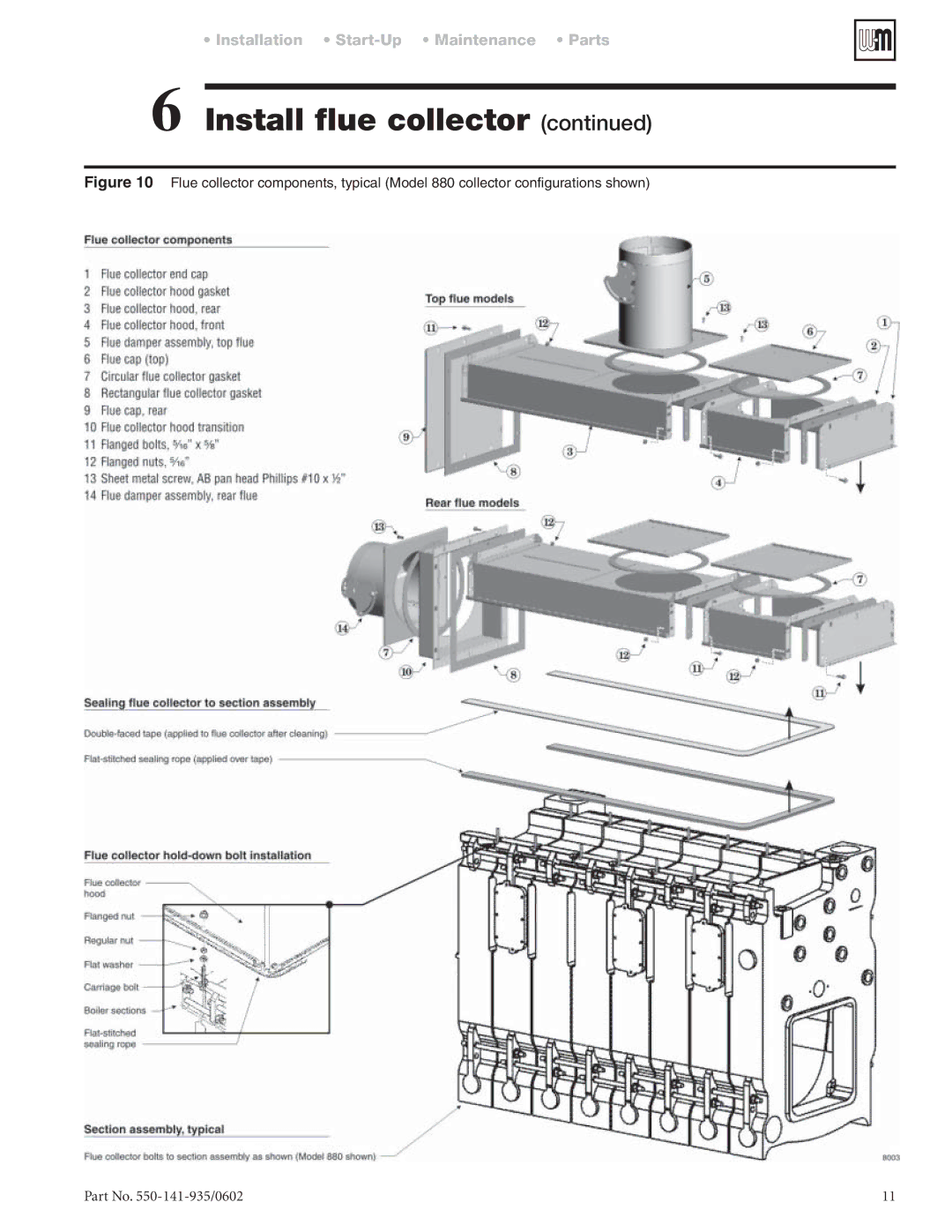 Weil-McLain 80 manual Install flue collector 