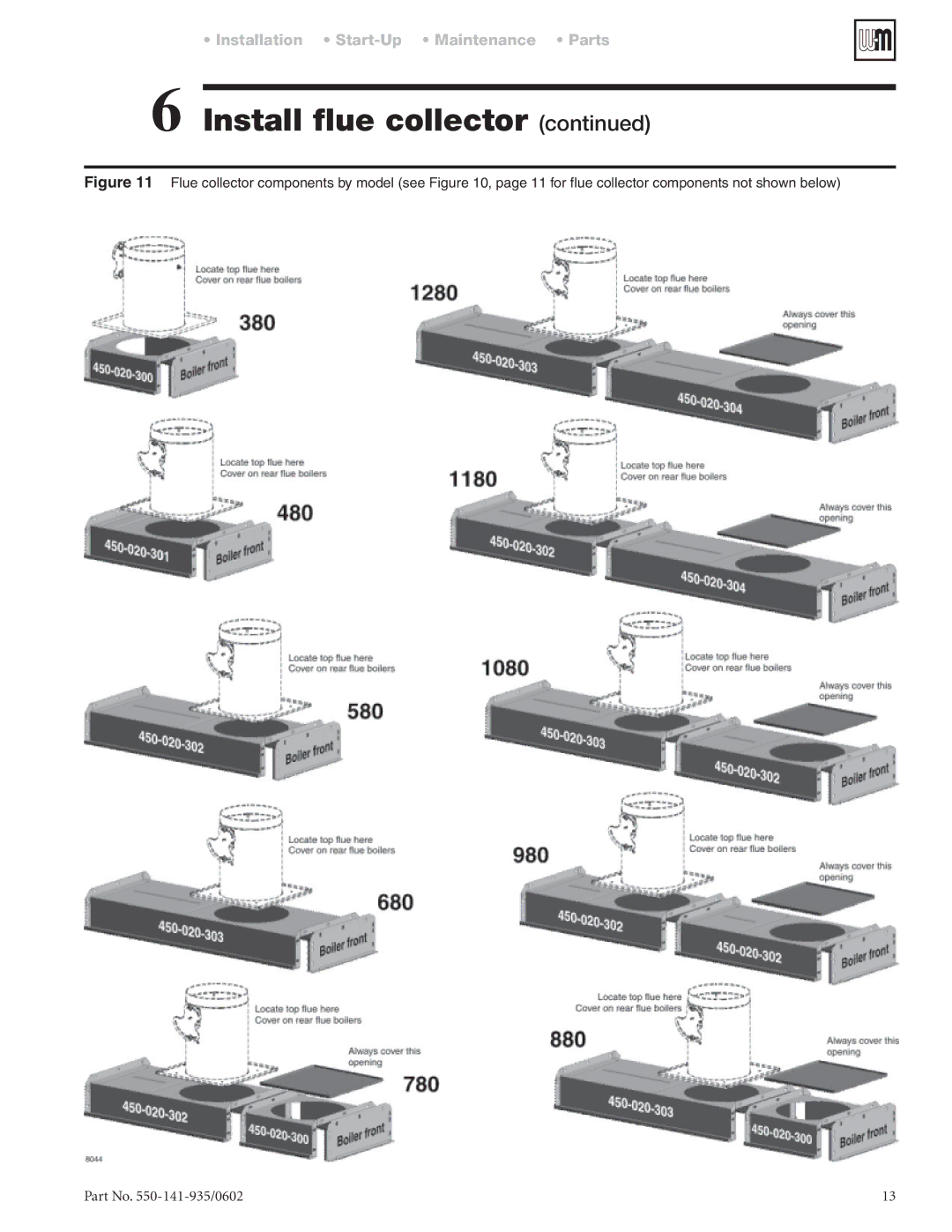 Weil-McLain 80 manual Install flue collector 