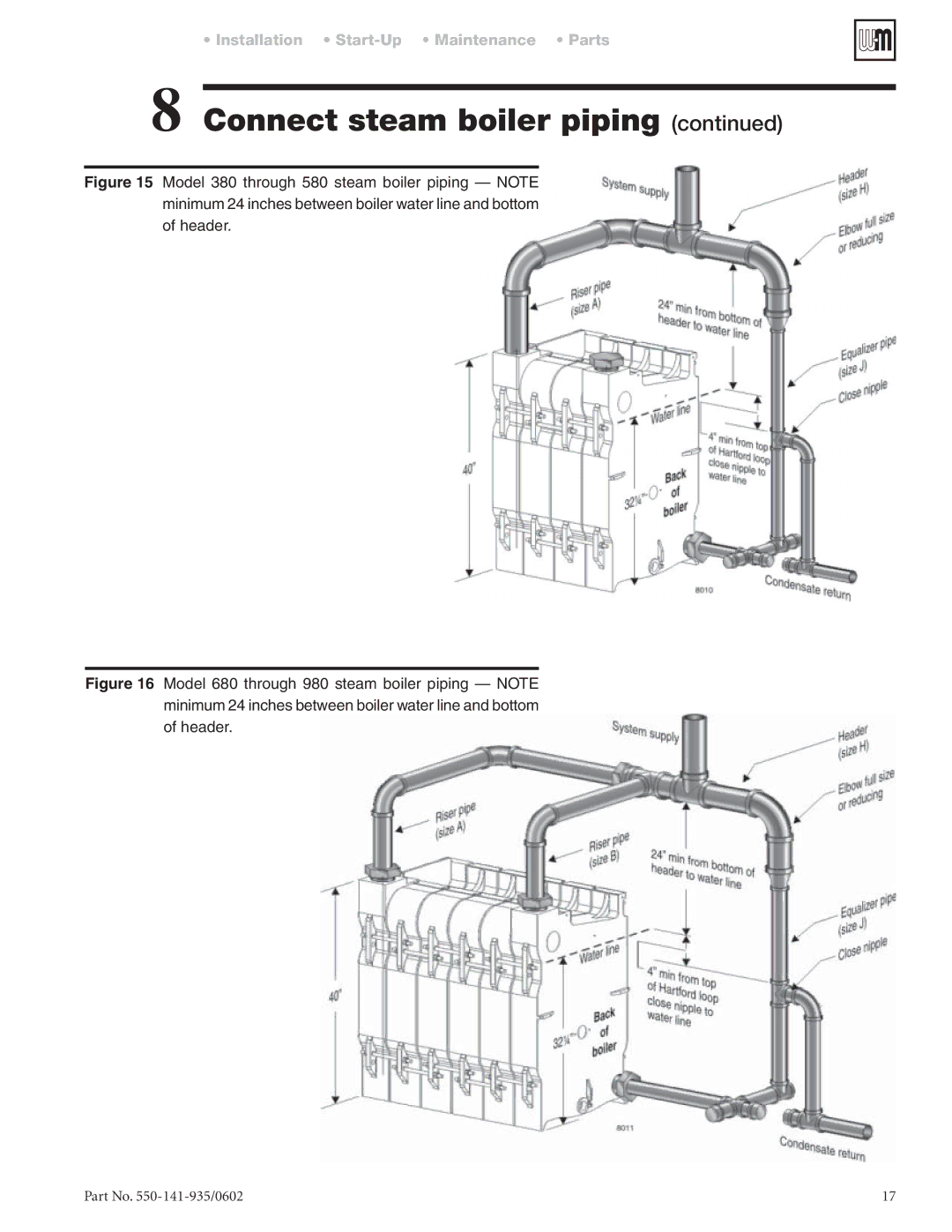 Weil-McLain 80 manual Connect steam boiler piping 