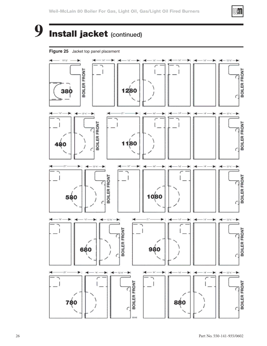 Weil-McLain 80 manual Jacket top panel placement 