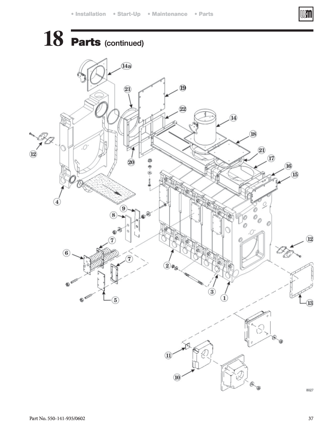 Weil-McLain 80 manual Parts continued, Installation Start-Up Maintenance Parts, Part No. 550-141-935/0602 