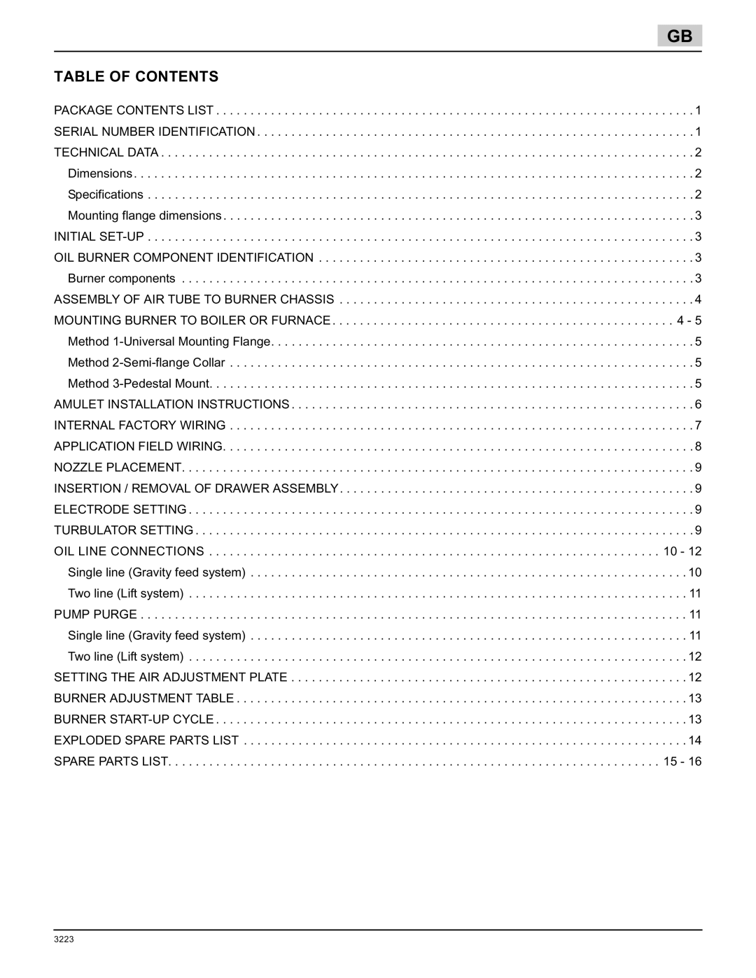 Weil-McLain 800057000-Brn-PO Rie F5, 800059000-Brn-PO Rie F5, 800058000-Brn-PO Rie F5 manual Table of Contents 