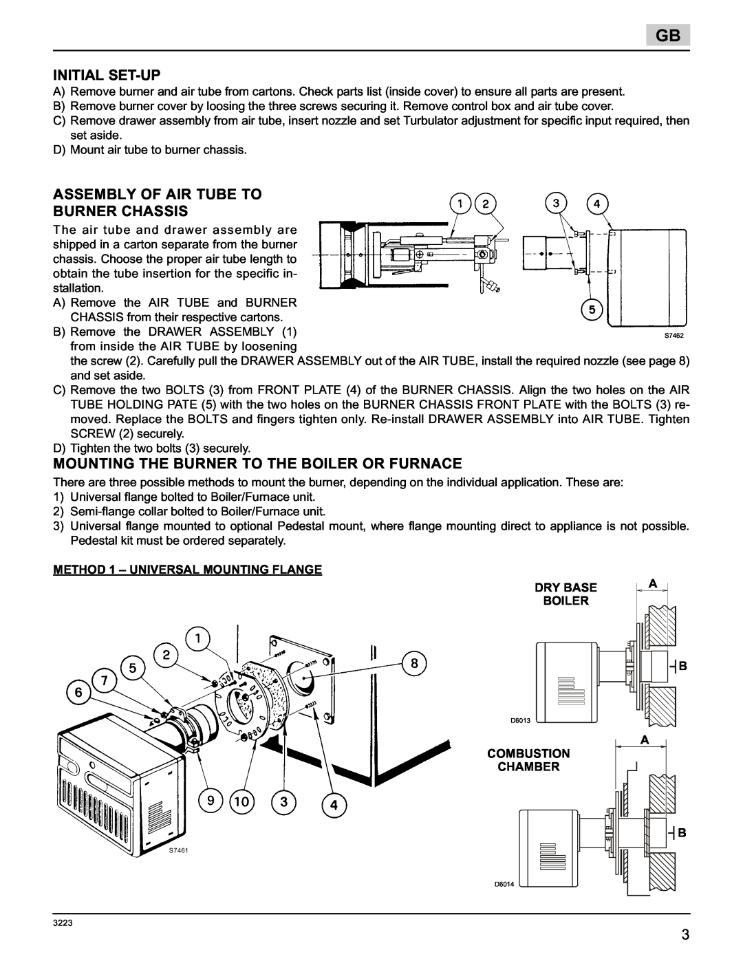 Weil-McLain 800057000-Brn-PO Rie F5 manual Initial Set-Up, Assembly Of Air Tube To Burner Chassis, Dry Base, Boiler 