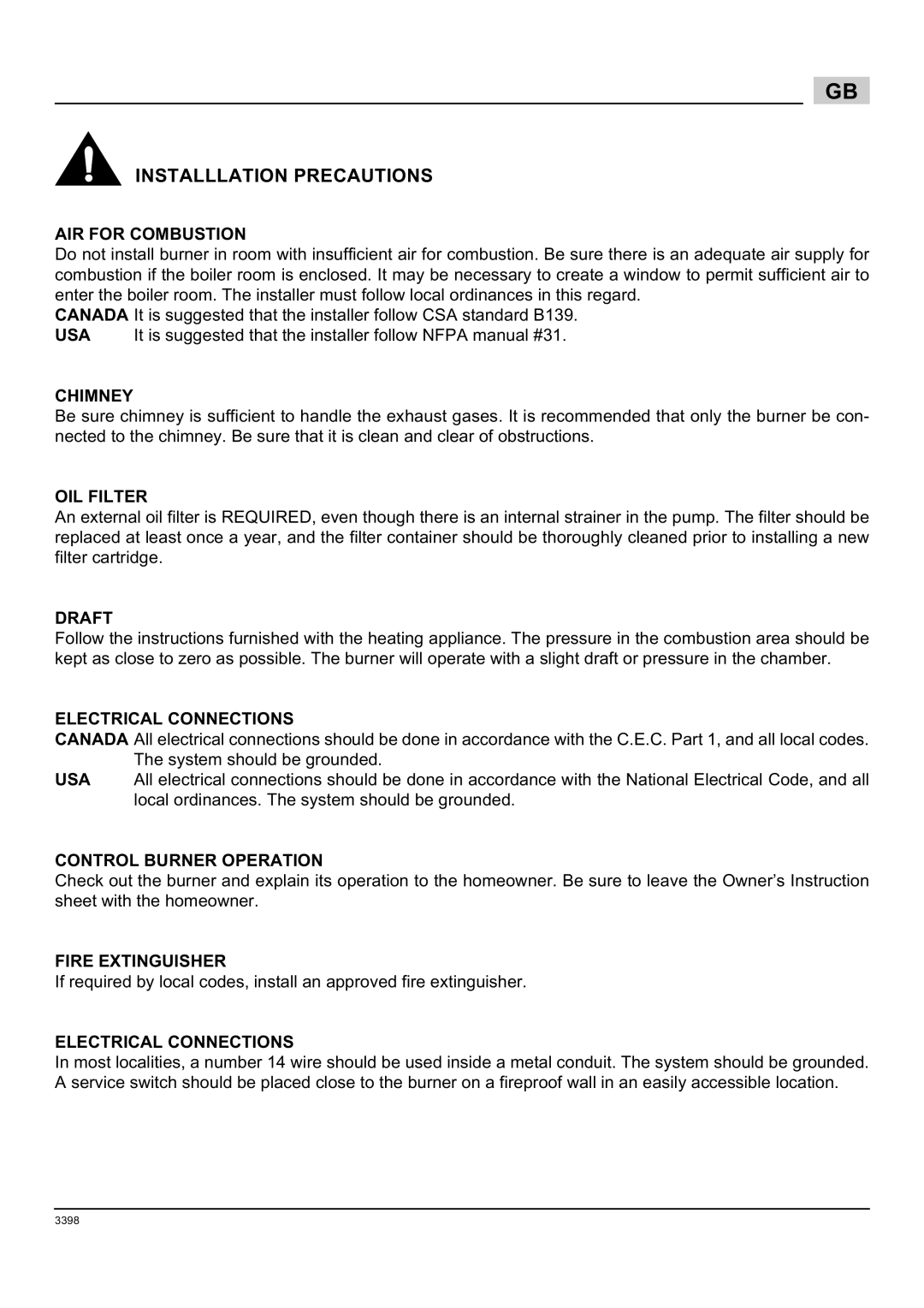 Weil-McLain 800061000-Brn-PO Rie BF5, 800062000-Brn-PO Rie BF5 manual Installlation Precautions, AIR for Combustion 