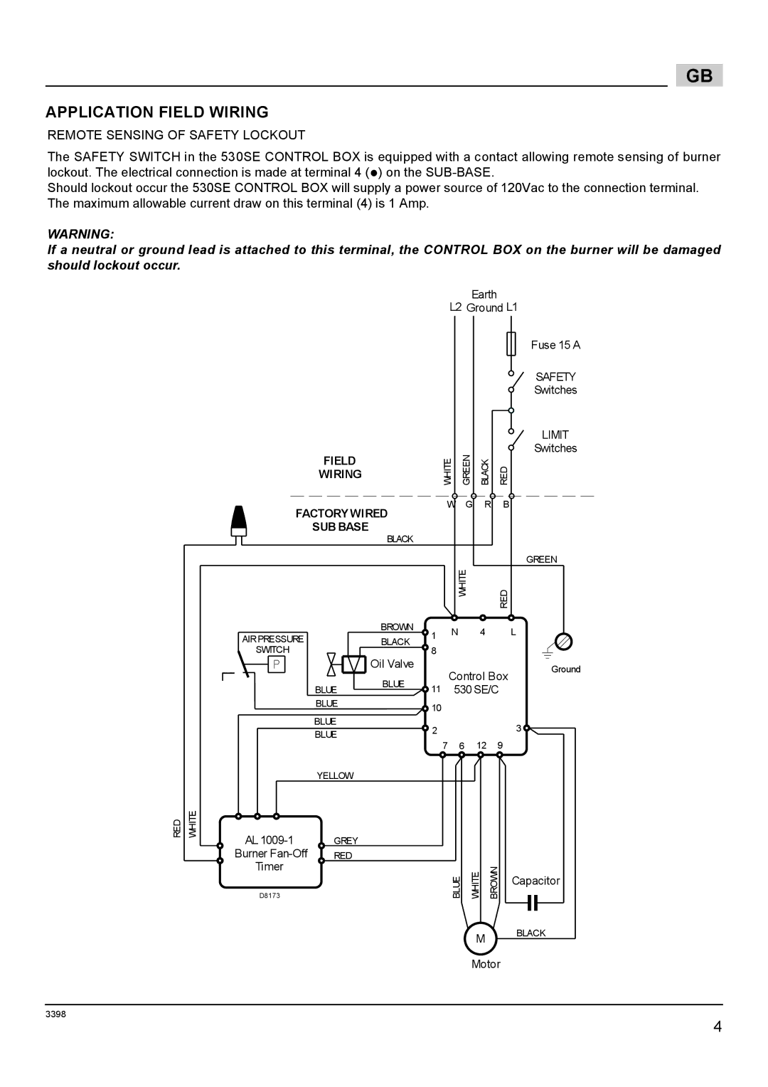 Weil-McLain 800060000-Brn-PO Rie BF5, 800062000-Brn-PO Rie BF5 Application Field Wiring, Remote Sensing of Safety Lockout 