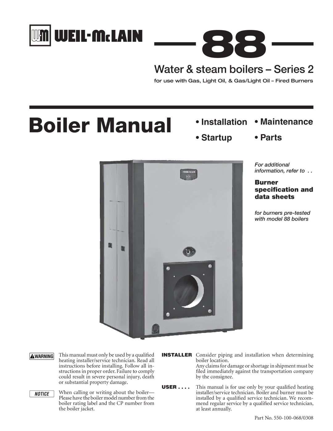 Weil-McLain 88 manual Boiler Manual 