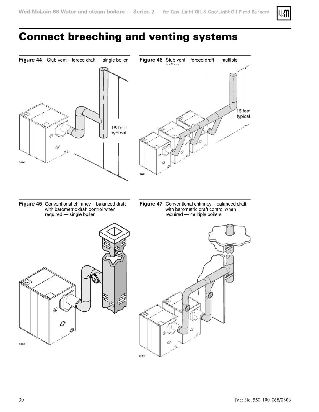 Weil-McLain 88 manual Stub vent forced draft single boiler 